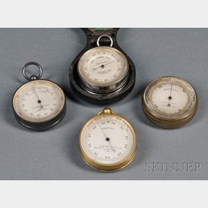 Four English Aneroid Pocket Barometers
