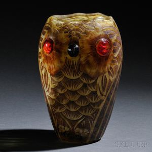 Daum Owl Vase