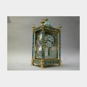 Cloisonne Enamel Indo-Chinese Porcelain Mounted Mantel Clock.