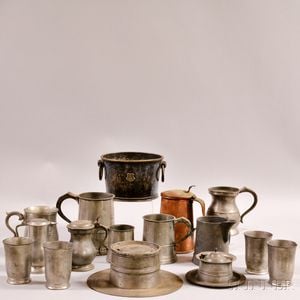 Sixteen Mostly Pewter Vessels