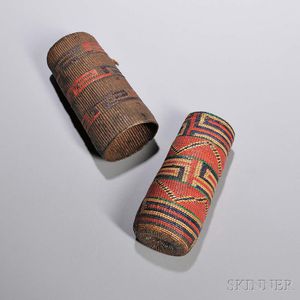 Tlingit Polychrome Twined Basket with Cover