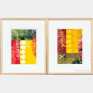 Two Framed Ronna Katz (American, 20th/21st Century) Abstract Monotypes