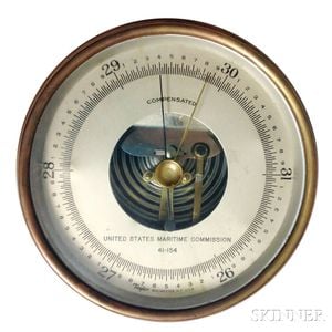 United States Maritime Commission Bronze-cased Aneroid Wall Barometer