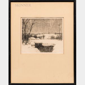 Three Framed Etchings: Charles Jac Young (American, 1880-1940),Winter Stillness