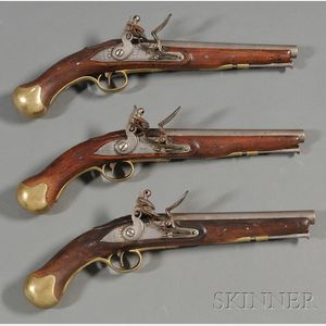 Three Marine Flintlock Pistols