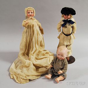 Three German Bisque Head Dolls