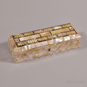 Mother-of-pearl-inlaid Cribbage Board/Box