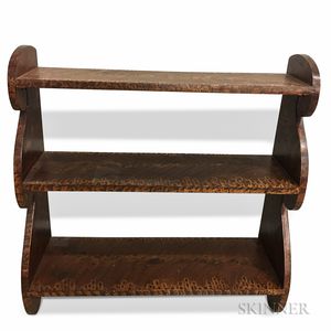 Grained Putty-painted Three-tier Shaped-end Wall Shelf