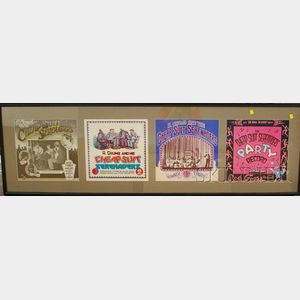 Framed R. Crumb Illustrated Memphis Jug Band Album Jacket and a Framed Set of Four R. Crumb Illustrated Cheap Suit Serenaders Album ...