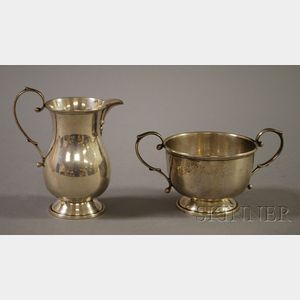 American George II-style Sterling Creamer and Open Sugar