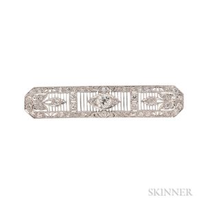 Art Deco Platinum and Diamond Bar Pin