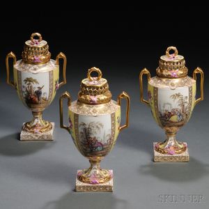 Three German Porcelain Vases and Covers