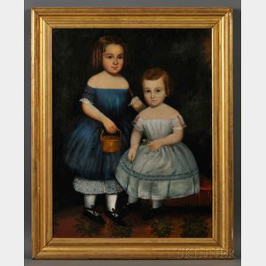 American School, 19th Century Portrait of Two Little Girls.