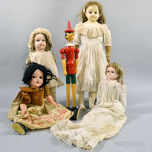 Five Bisque and Composite Dolls
