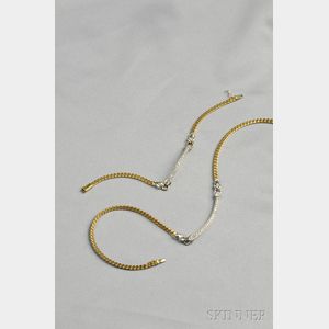 18kt Gold and Diamond Necklace and Bracelet