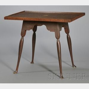 Queen Anne Maple Red-painted Tray-top Splay-leg Tea Table