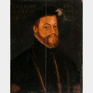 European School, 16th Century Style, Possibly After Anthonis Mor (Spanish, 1519-1577) Portrait of Phillip II of Spain