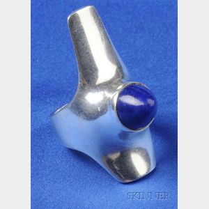 Abstract Design Sterling Silver and Lapis Ring, Georg Jensen