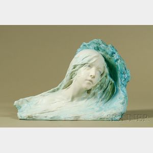 Lachenal Turquoise Glazed Pottery Frieze of a Nymph