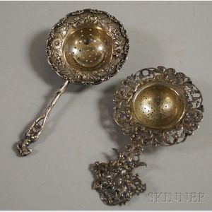 Two Silver Tea Strainers