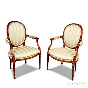 Pair of Louis XVI-style Fruitwood Armchairs
