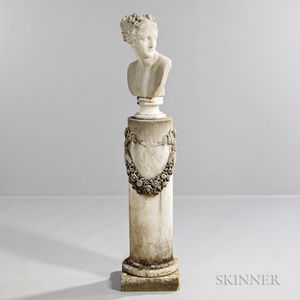 Neoclassical-style Marble Bust of Venus and Pedestal
