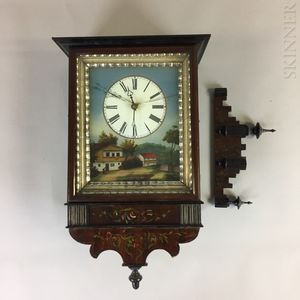 German Grained and Reverse-painted Wag-on-the-Wall Clock
