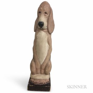 Thomas Frelinghuysen Carved and Painted Wood Hound Dog