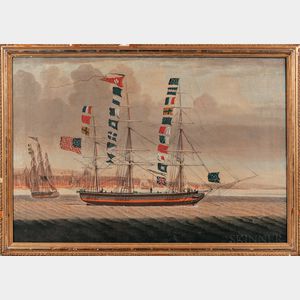 American School, Early 19th Century Portrait of the Packet Ship Emerald off Liverpool
