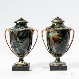 Pair of Wedgwood & Bentley Marbleized Vases and Covers
