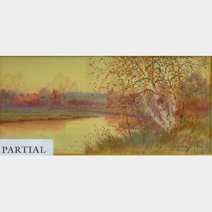 Lot of Two Framed Watercolor with Gouache on Paper/board Autumn Landscapes