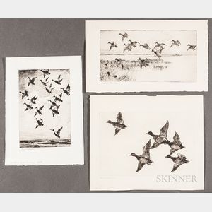 Frank Weston Benson (American, 1862-1951) Three Large Images of Water Fowl: Flying Widgeon