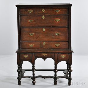 William and Mary-style Oak Chest on Stand