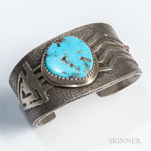 Contemporary Southwest Silver and Turquoise Bracelet