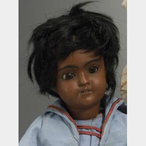 Small Black Bisque Head Walkure Doll