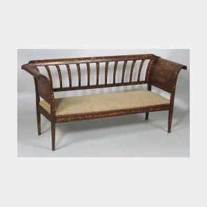 Dutch Neoclassical-style Floral Marquetry Inlaid Settee