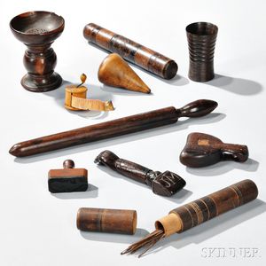 Ten Turned Wood and Sailor-made Items