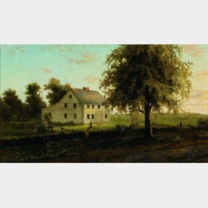 American School, 19th Century Countryside View with Farmhouse