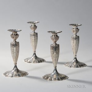Four Gorham Sterling Silver Candlesticks