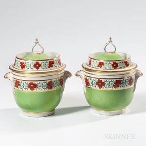 Pair of English Porcelain Covered Fruit Coolers