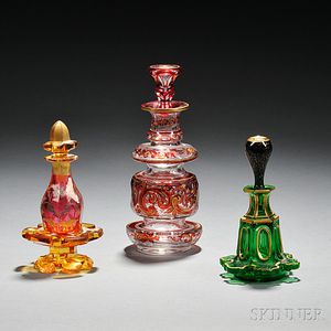 Three Gilded Glass Perfumes