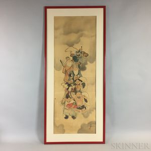 Framed Painting Depicting the Seven Lucky Gods