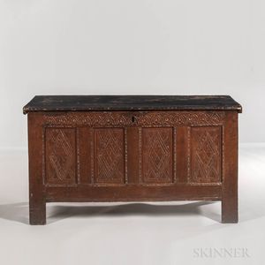 Carved Oak and Pine Joined Chest