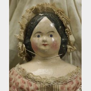 Early Papier Mache Shoulder Head Doll
