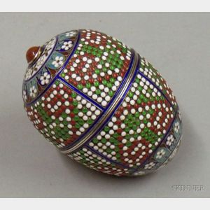 Russian Silver Enamel and Hardstone-mounted Egg