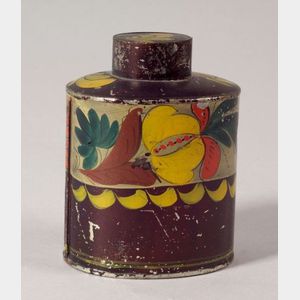 Paint Decorated Tinware Tea Caddy
