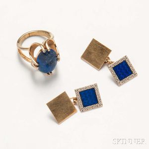 18kt Gold and Enameled Cuff Links