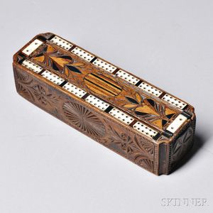 Inlaid and "Friesian"-carved and Inlaid Game Box