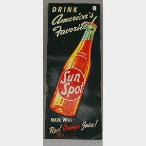 "Sun Spot" Soda Painted Pressed Tin Advertising Sign
