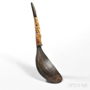Tsimshian Carved Bone and Mountain Goat Horn Spoon
